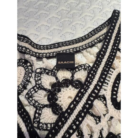 Saachi Open Knit Floral Lace Crochet Short Cardigan Jacket One Size Boho - Picture 5 of 8